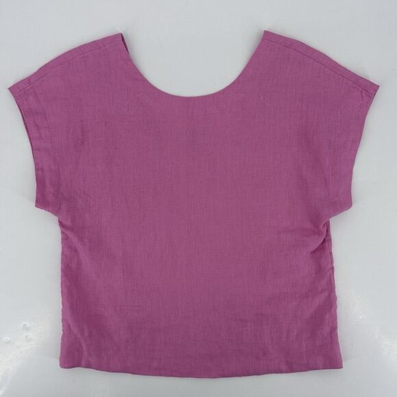 Madewell 100% Linen Square Back Crew Neck Top Retro Pink Women's Size XS - Picture 1 of 8